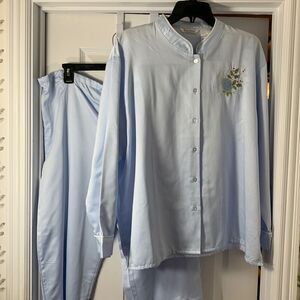Kay Anna size XL two piece pajama set.  Light blue long sleeve/drawstring waist
